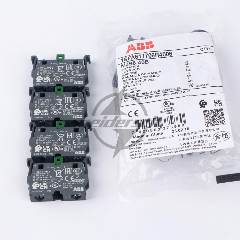 1x ABB Control Joystick Switch MJS6-40B with 4 MCB-10 Contacts Reset Type