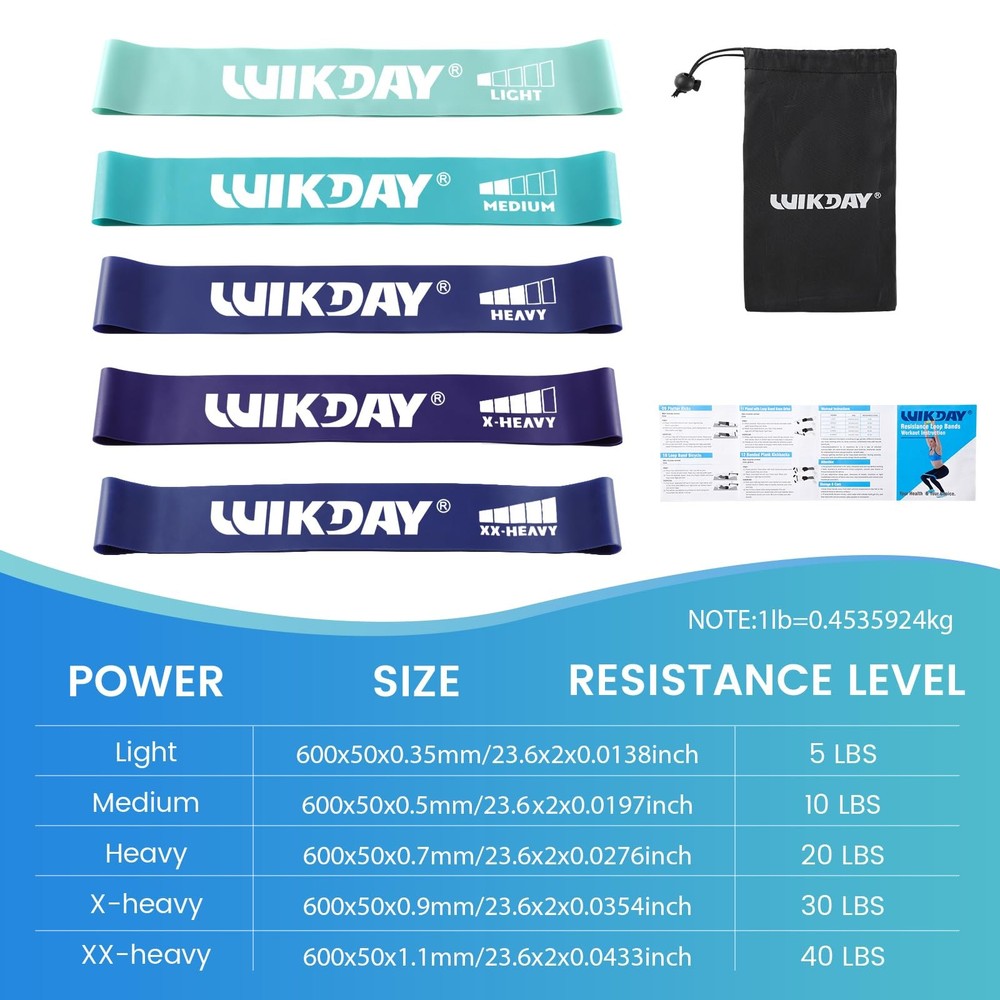 WIKDAY Resistance Bands for Working Out Exercise Loop Bands Workout Bands Set...