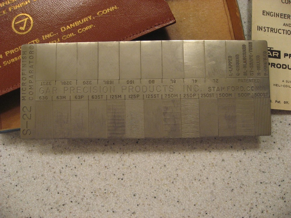 Gar Microfinish Comparator Surface Roughness Scale S-22 Conventional Machining