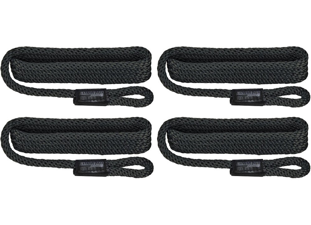 Extreme Max 3006.3005 BoatTector Solid Braid MFP Dock Line 4-Pack 1/2"x20' Black