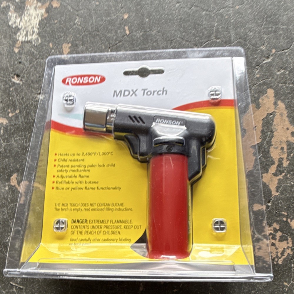 Ronson MDX Torch Jet Lighter Red Child Resistant Adjustable Flame Refillable