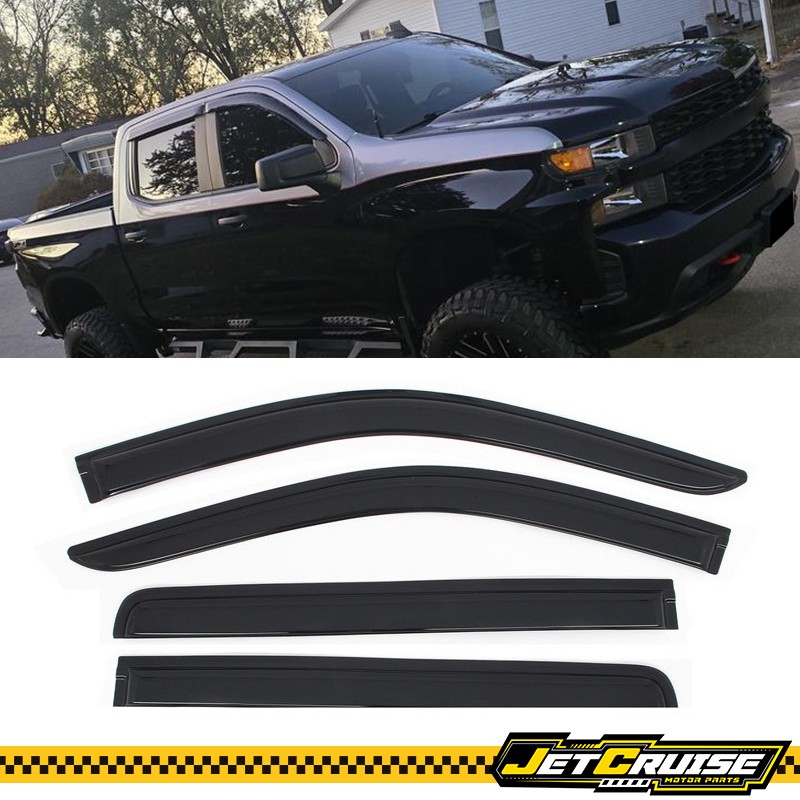 Fits 19-26 Silverado Sierra 1500 Crew Cab Acrylic Window Visors Rain Sun Guard