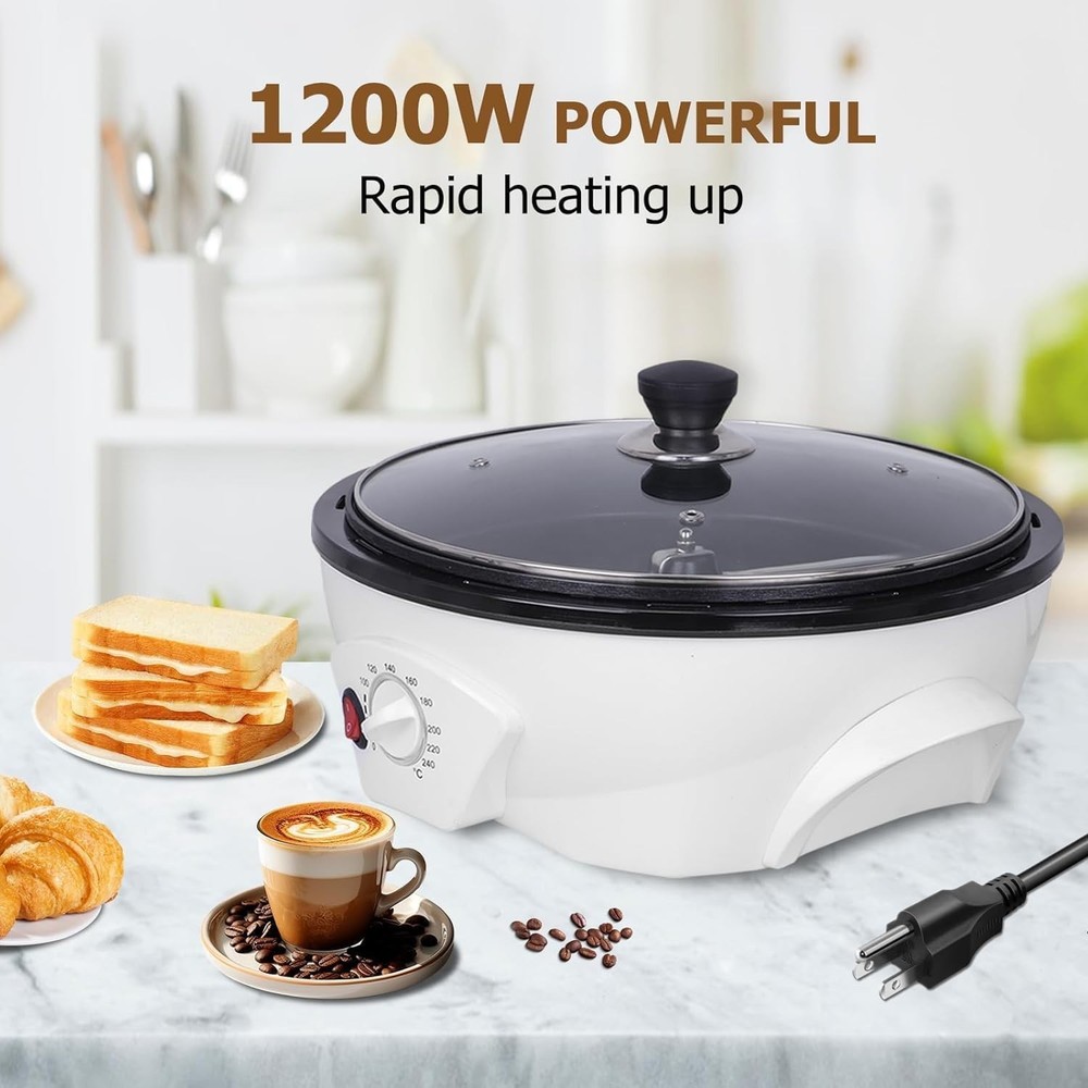 Electric Coffee Bean Roaster with Adjustable Temperature and Timer for Home Use