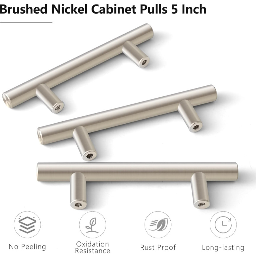 30 Pack 5" Brushed Nickel Drawer Cabinet Pulls 3" hole centers multisize screws