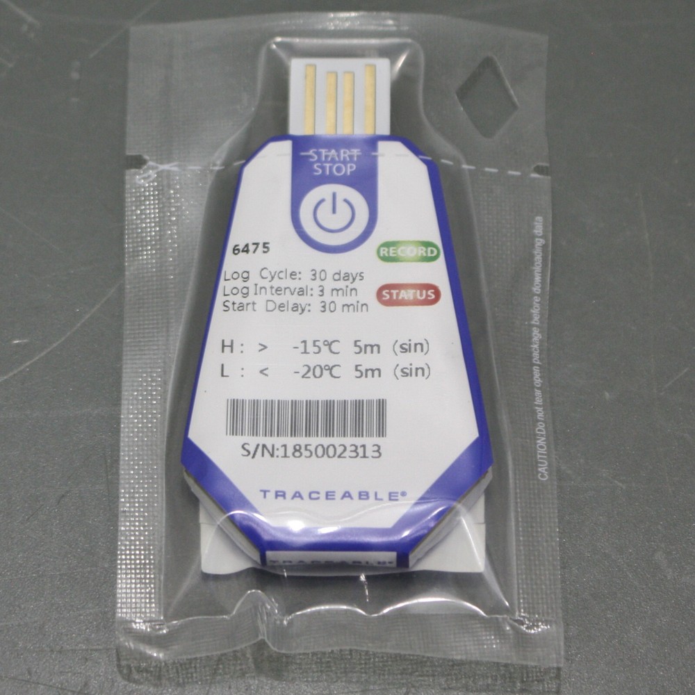 Traceable USB Temp Data Logger 6475, Single Use Thermometer, -15° C, -20° C