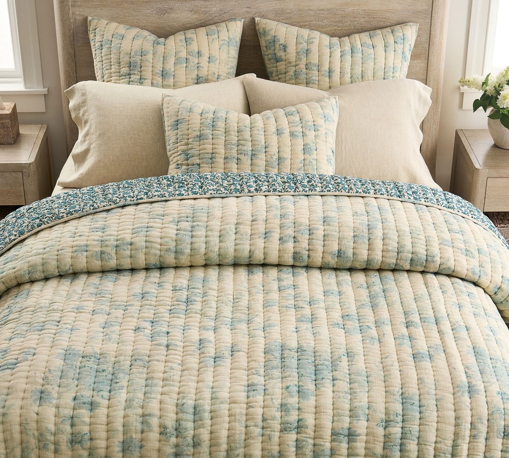 Pottery Barn Floral Cloud Reversible Quilt