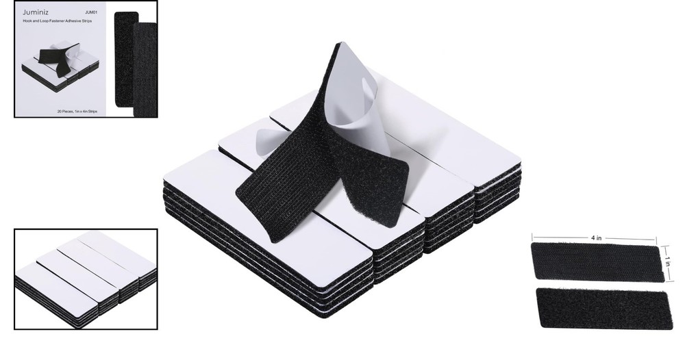 20 Sets Heavy Duty 1x4 Inch Hook and Loop Strips - Versatile Adhesive Fasteners