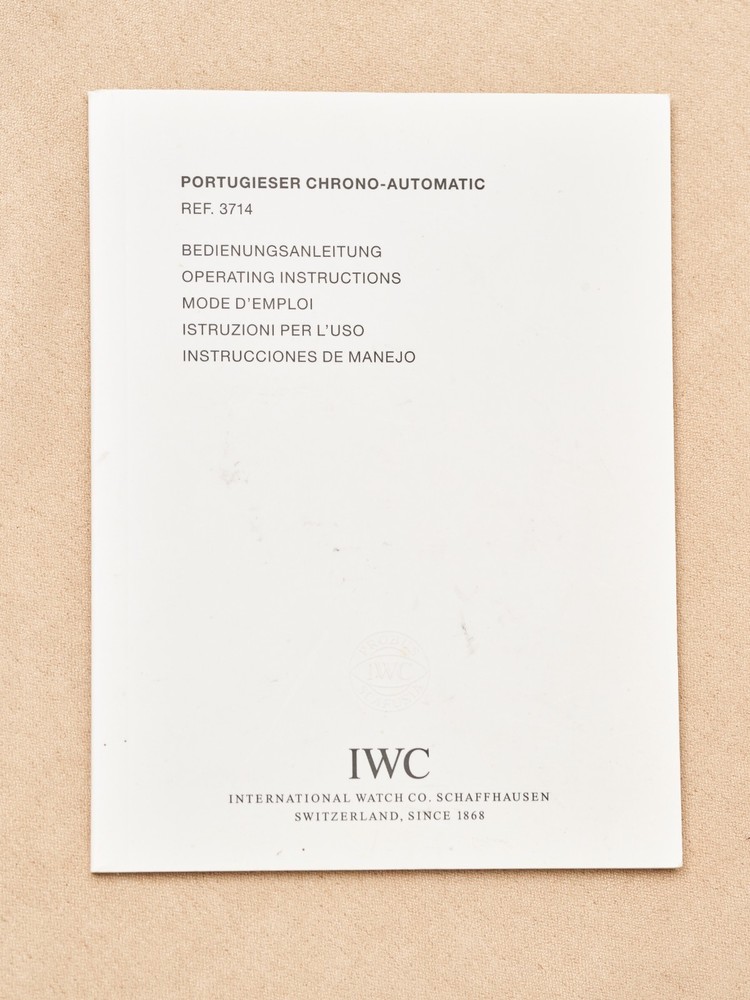 IWC Portugieser Chronograph Automatic Manual Booklet Ref 3714