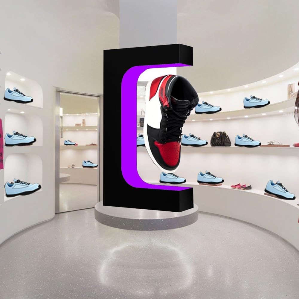 Levitating Shoe Display Magnetic Floating Sneaker Stand LCD Interactive Scree...