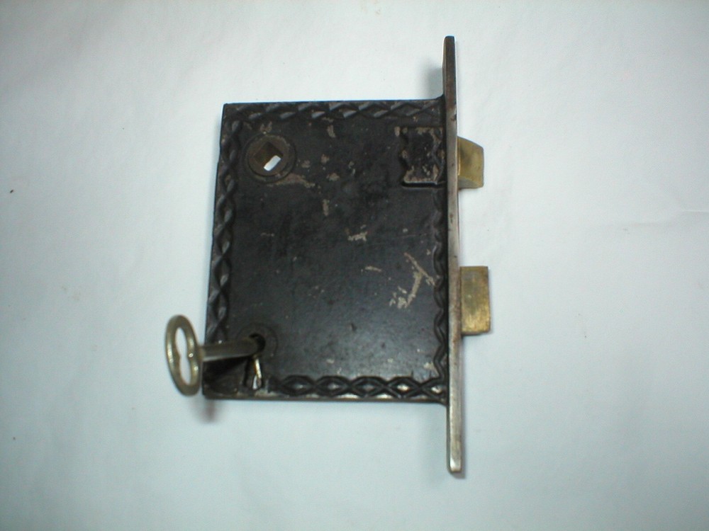 Antique Large Mortise Lock with Unique Decorative Case