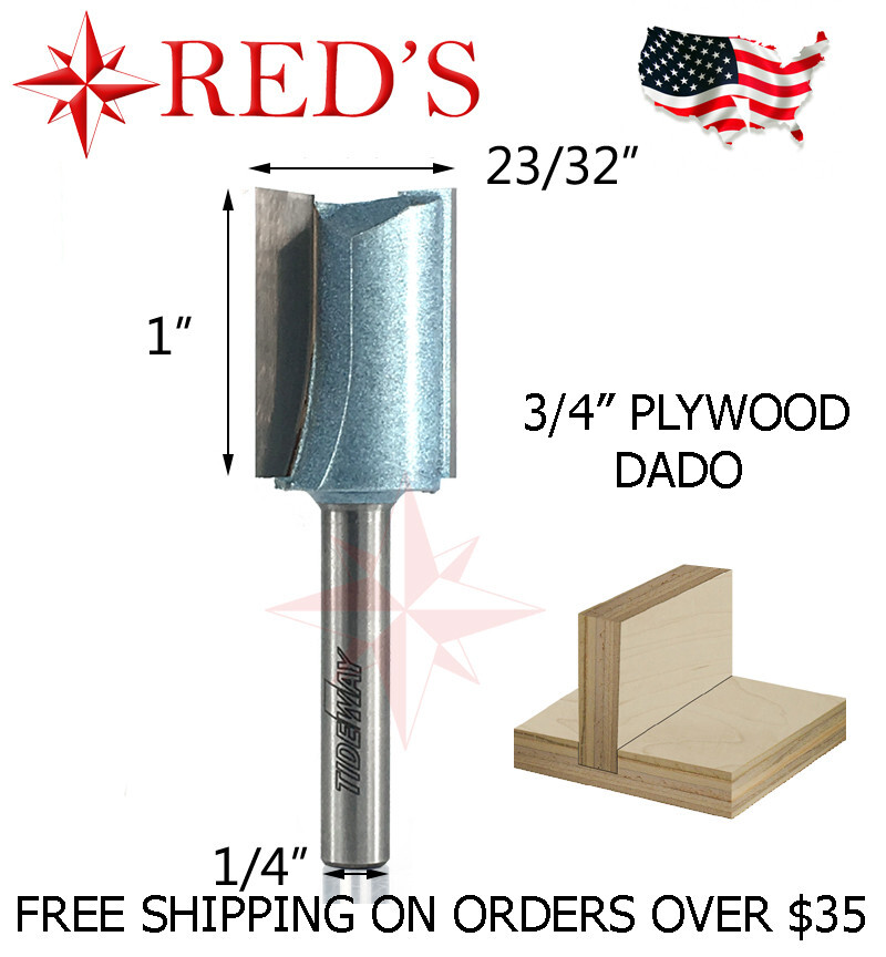Tideway IND RC01021214 23/32" 3/4" Plywood Straight Dado 1/4 shank router bit