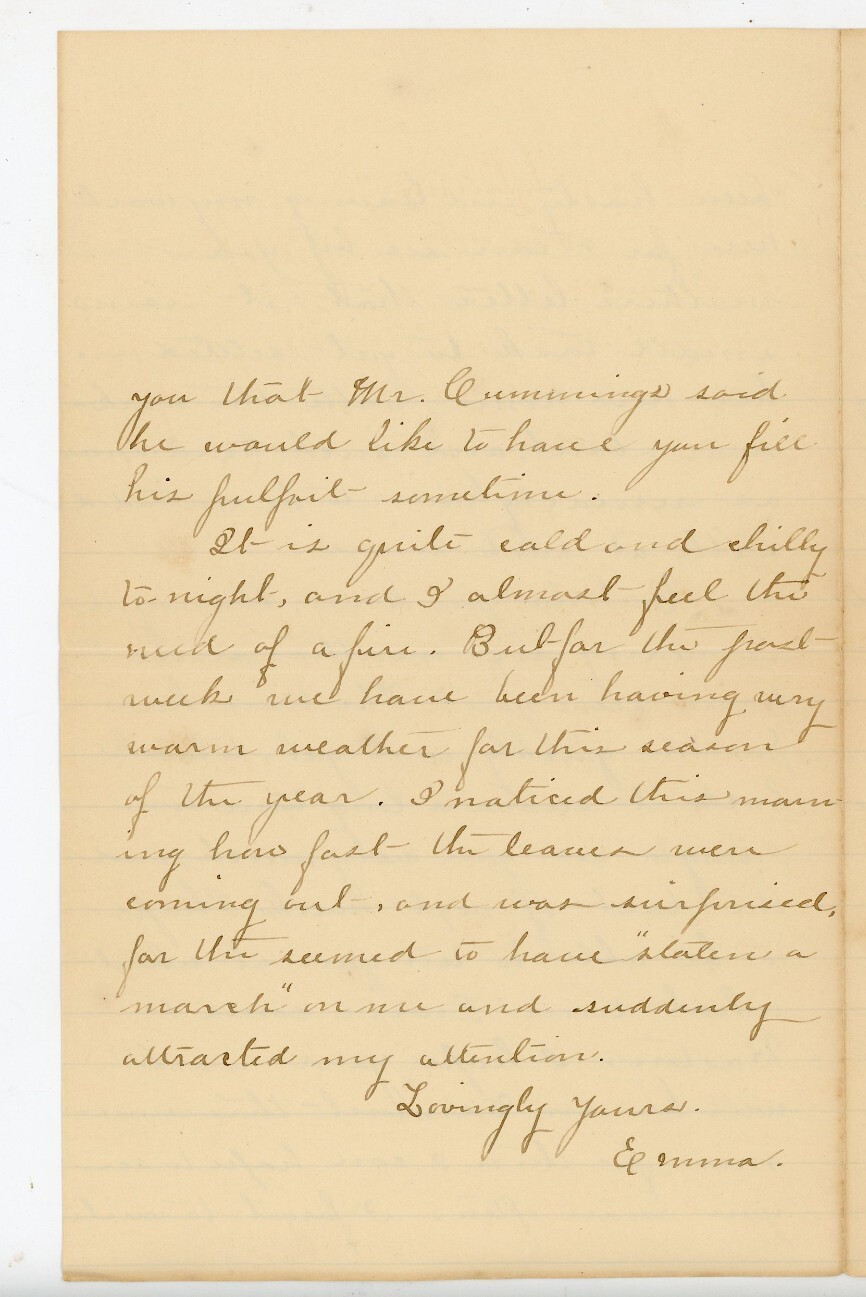Charming 1891 Handwritten Love Letter from Emma in Meriden, CT - Sweet & Thought