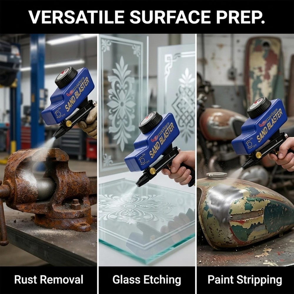 Professional Sand Blaster Gun for Rust & Paint Removal - 90 PSI 4 CFM Optimized