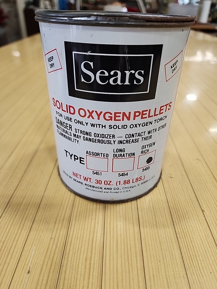 New Old Stock Sears Solid Oxygen Pellets in Original Cans (Unopened) SOLIDOX