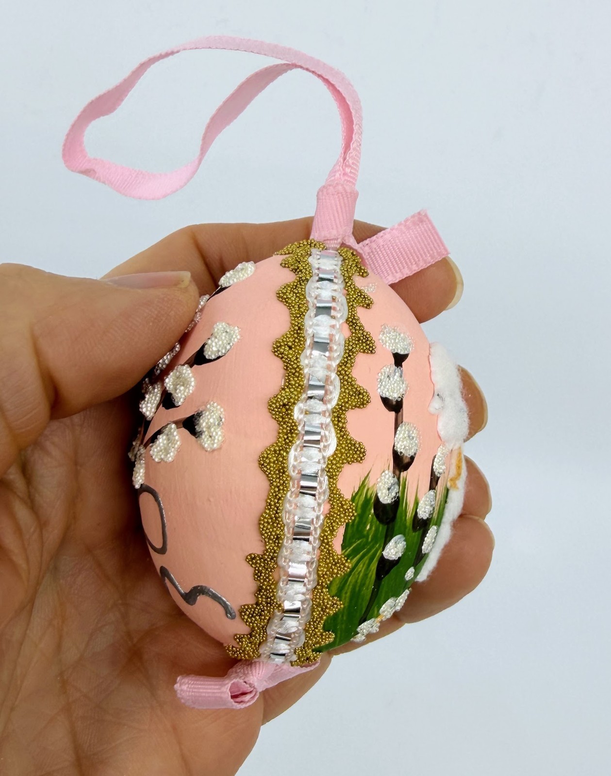 Easter Egg Ornament: Peter's Seasons GMBH; Little Lamb in Spring Garden