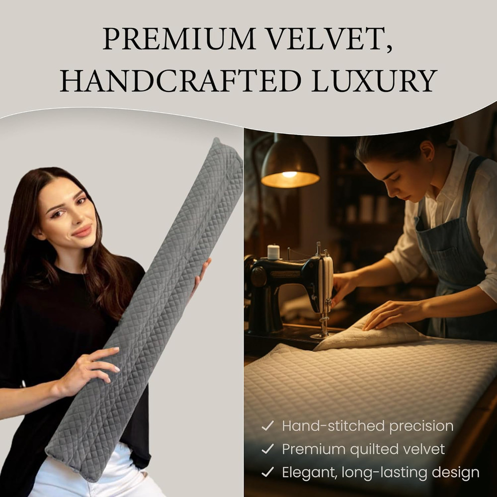 Velvet Under Door Draft Stopper 30'' to 36'' Adjustable Double Sided
