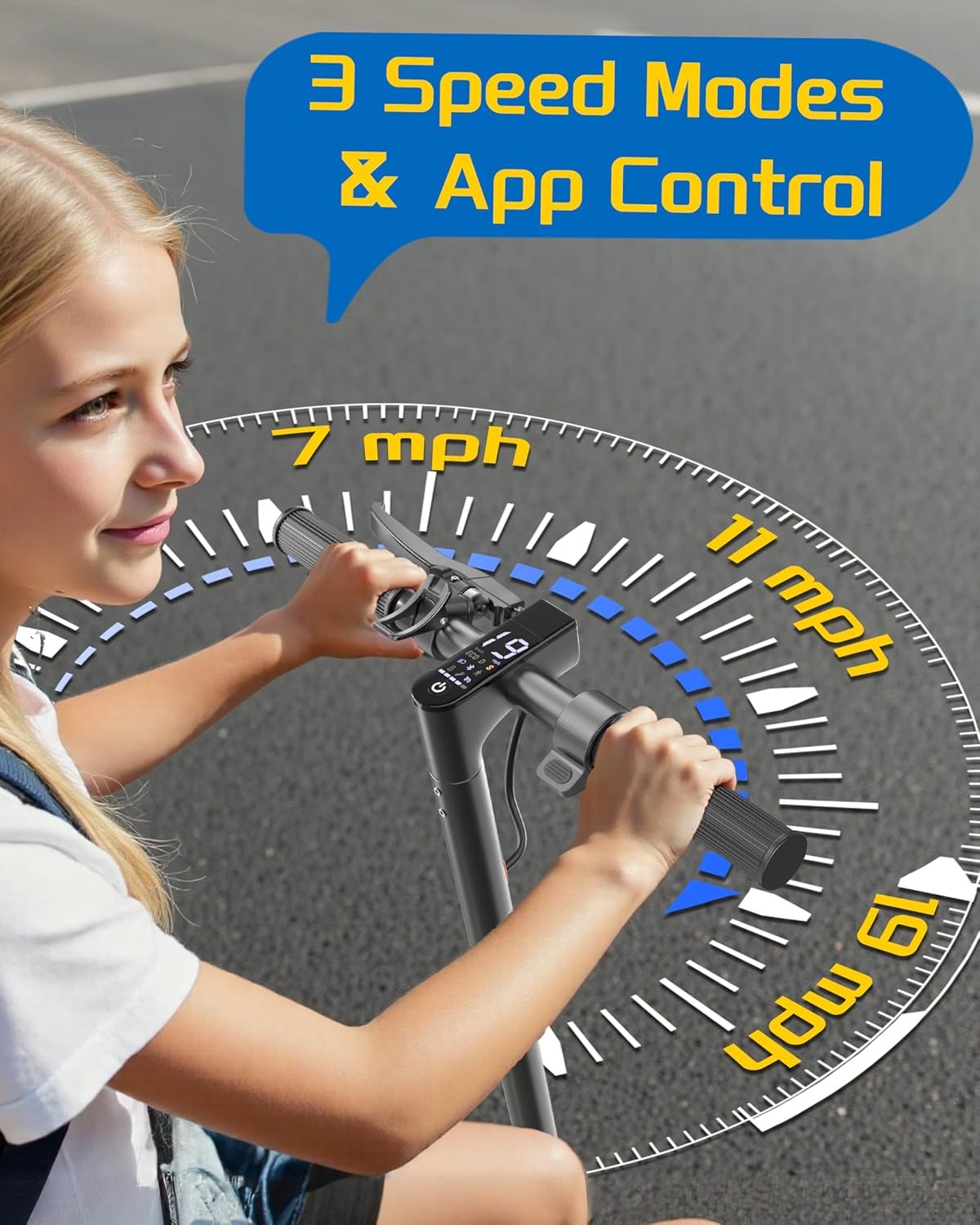 Sigravy electric adult scooter 350W 19MPH E Scooter with app 8.5" Solid Tires