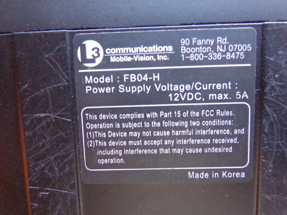 L3 Communications Mobile Vision Flashback FB04-H