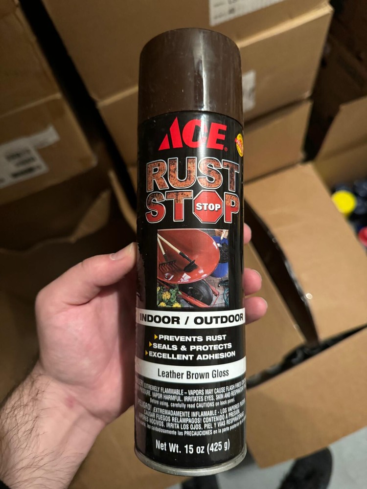 Ace Rust Stop Gloss Leather Brown Protective Enamel Spray Paint 15 oz ,