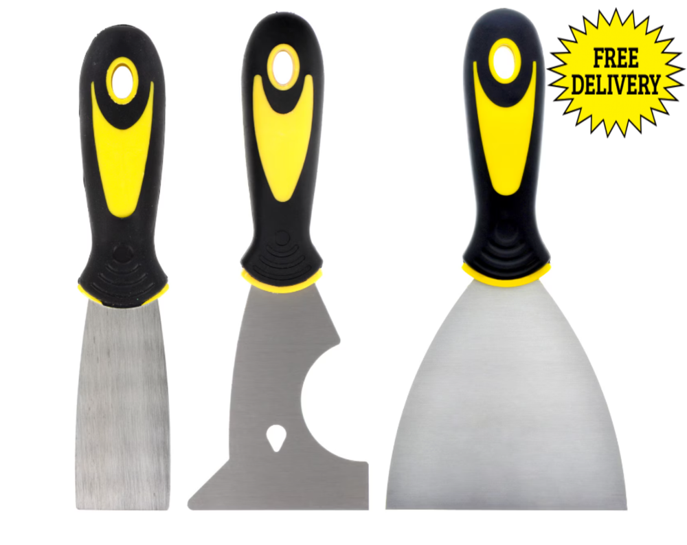 3Pcs Putty Knife 1.5" 3", & 4" Spackle Knife Set Painter Wallpaper Scraper Tools