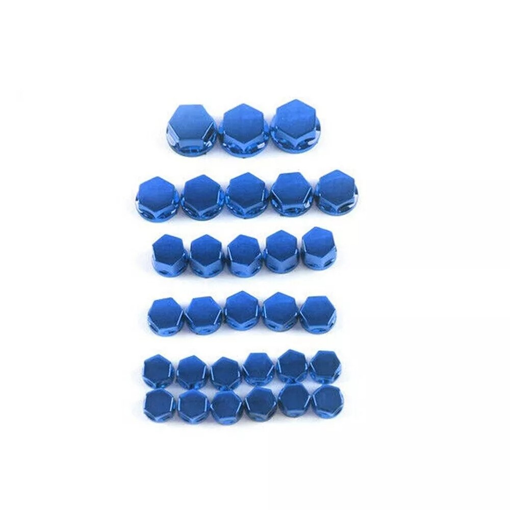 30-Piece Plastic Plating Screw Cap Set in Blue, 4 Sizes for Hardware Projects