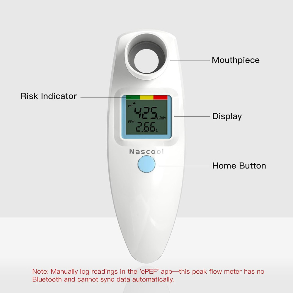 Digital Peak Flow Meter,Home Medical with Tracking Software Manually Recording-A