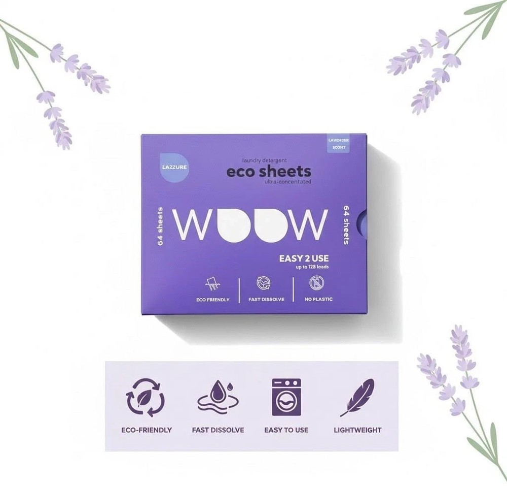 Eco-Friendly Laundry Detergent Sheets, 64 Biodegradable Sheets, Plastic-Free