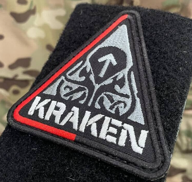 Ukrainian Unit Patch Kraken Volunteer Batalion Tactical Badge Hook Triangle