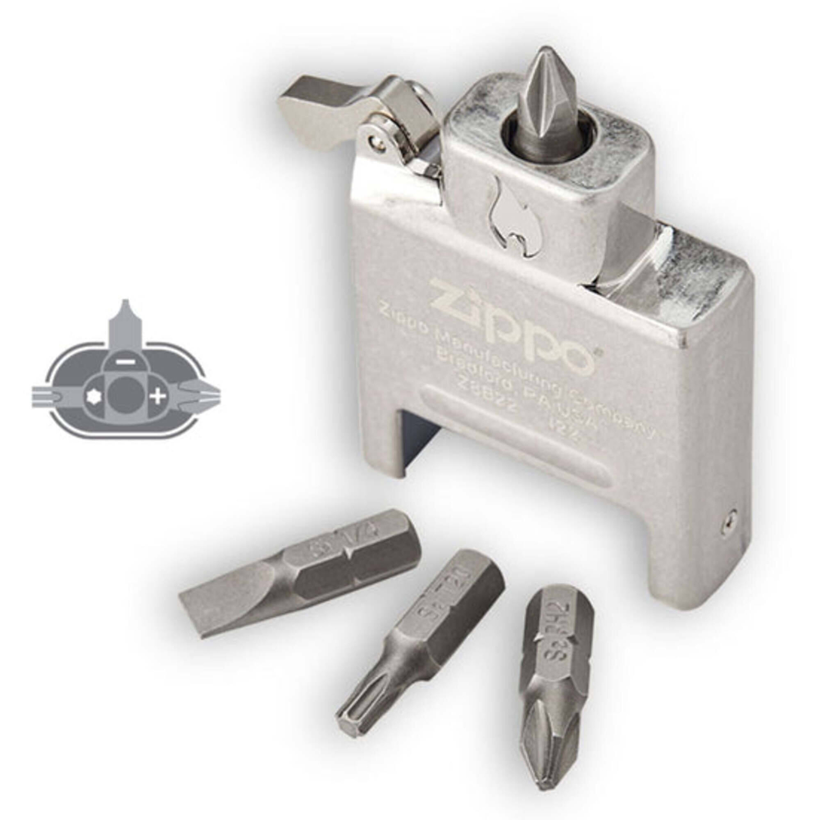 Zippo Lighter Insert Everyday Carry Bit Safe 4-in-1 Functional Screwdriver 65701