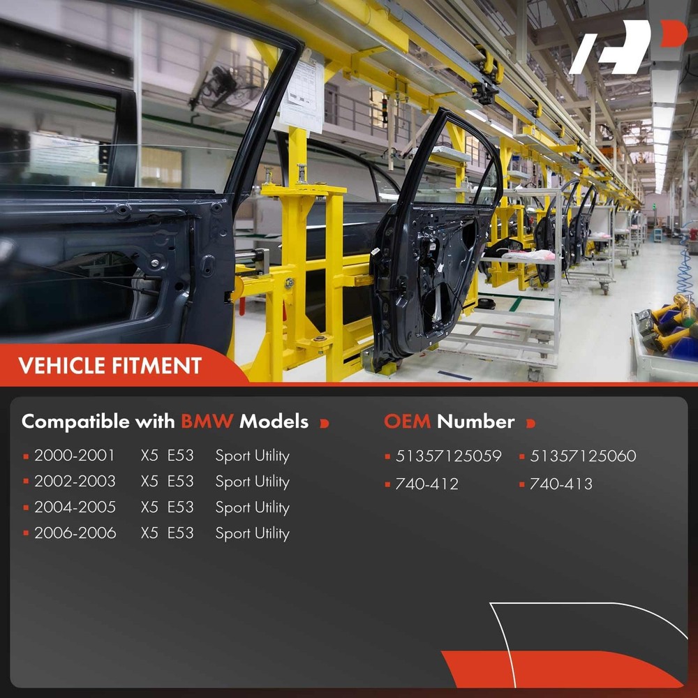 Window Regulator Without Motor for E53 X5 2000-2006 Rear Left Right 2PC Set