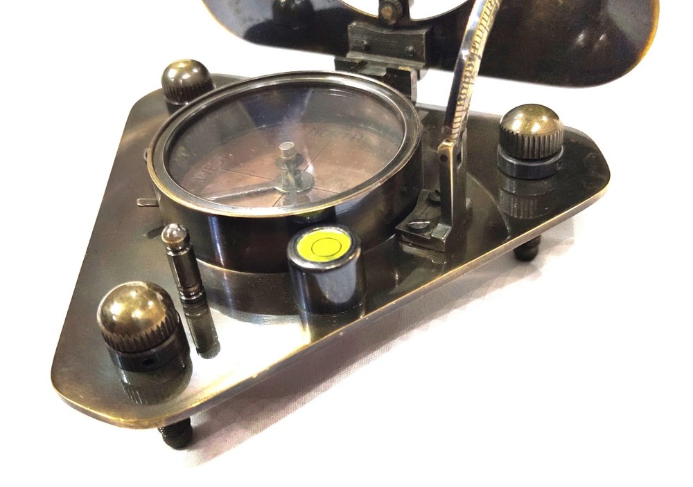 Brass Sundial compass Trangular compass - sundial transit compass