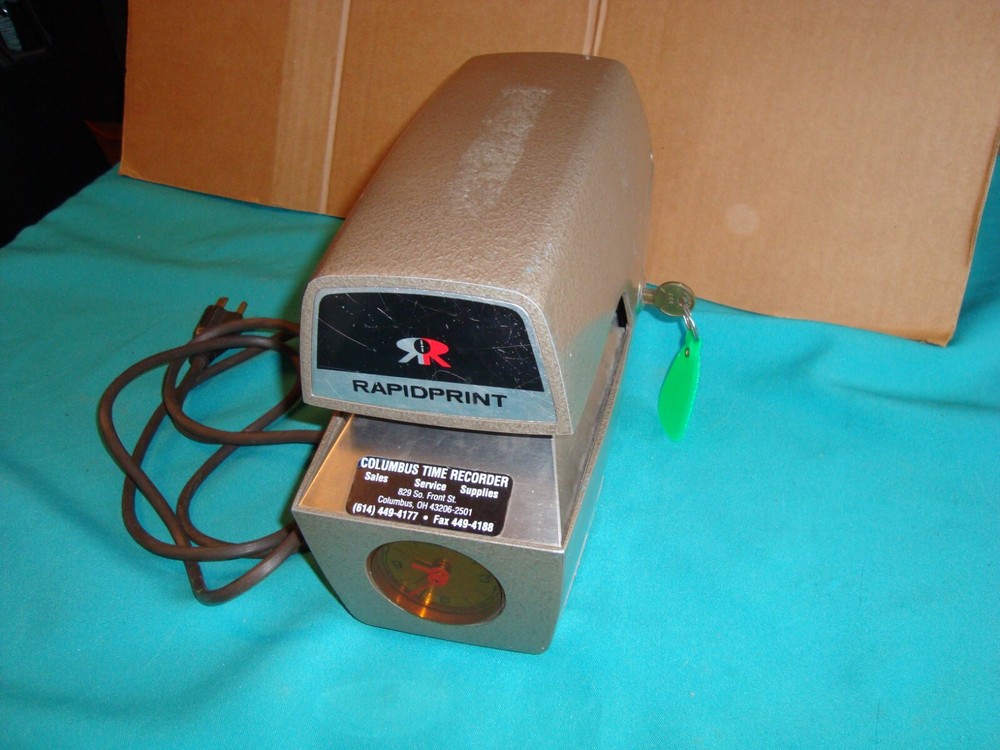 RapidPrint AR-E     Electric Time Recorder Stamp With Key  *working*