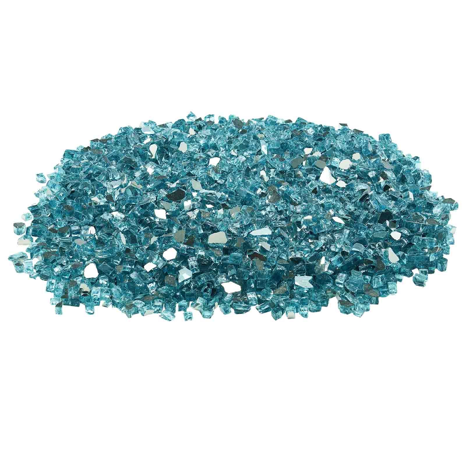Uimoso 20 lbs Aqua Blue 1/2-Inch Glass Stones for Fire Pit or Fireplace