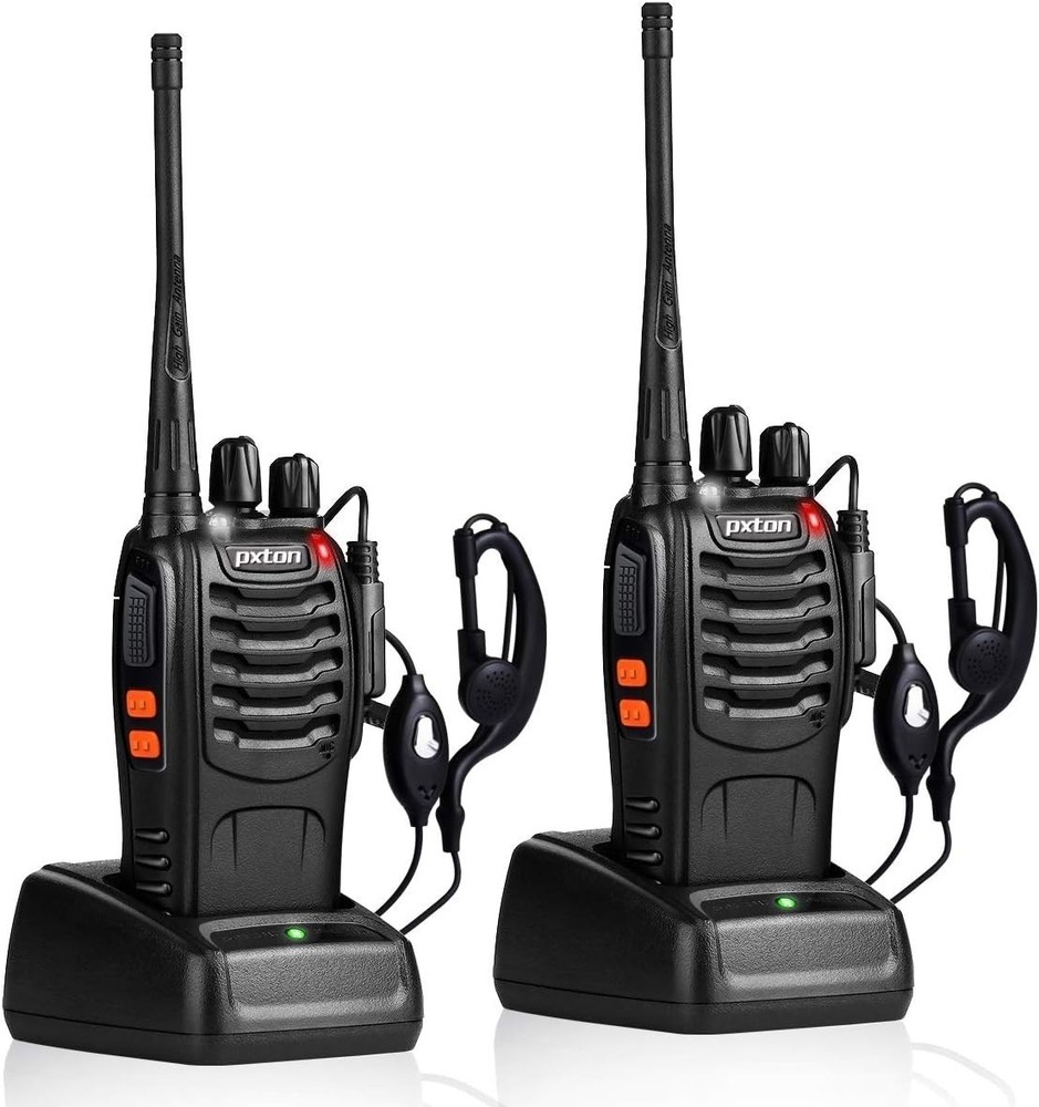 Rechargeable Walkie Talkies with Earpieces (2 Pack)