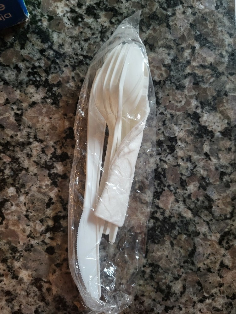 Culinary 5 piece White Cutlery Sets medium weight total 250 sets individually w
