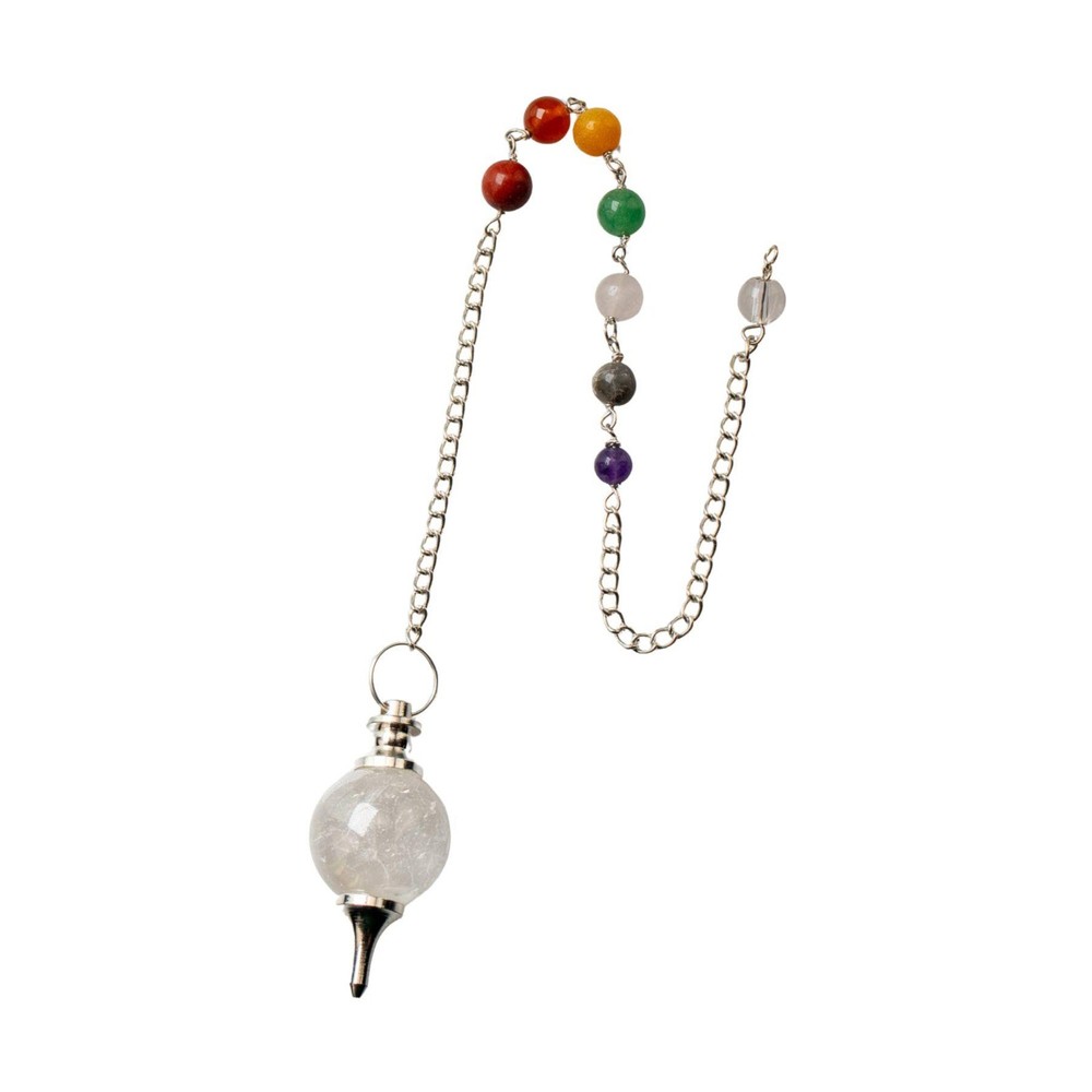 Pendulum Clear Quartz Globe W/Chakra Ball Chain
