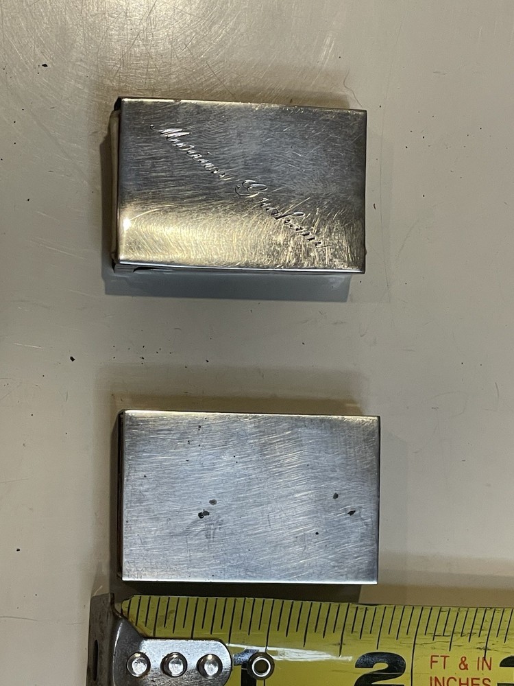 Pair of Sterling Silver (.925) Rectangular match Boxes 1 monogrammed