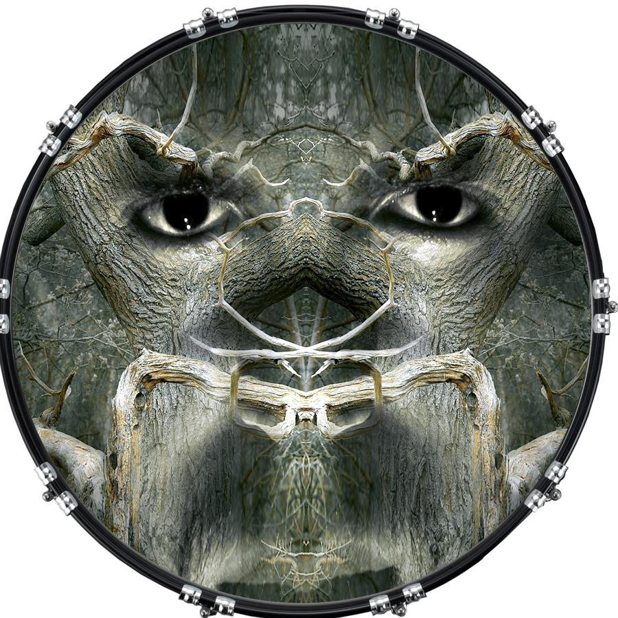 20" Custom Bass Kick Drum Front Head Graphic Graphical Tree Eyes