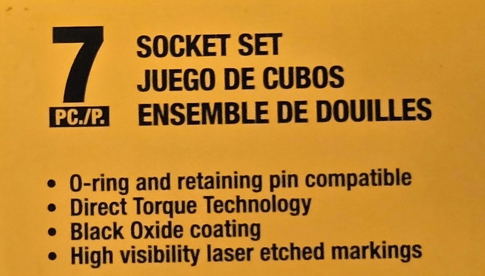 Dewalt 1/2" Drive Deep Impact Socket Set SAE, 7 Pieces DWMT81609