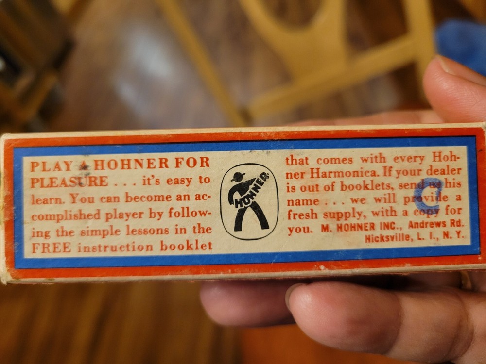 Vtg M-Hohner's "Old Standby" #34B Harmonica Original Box Made in Germany