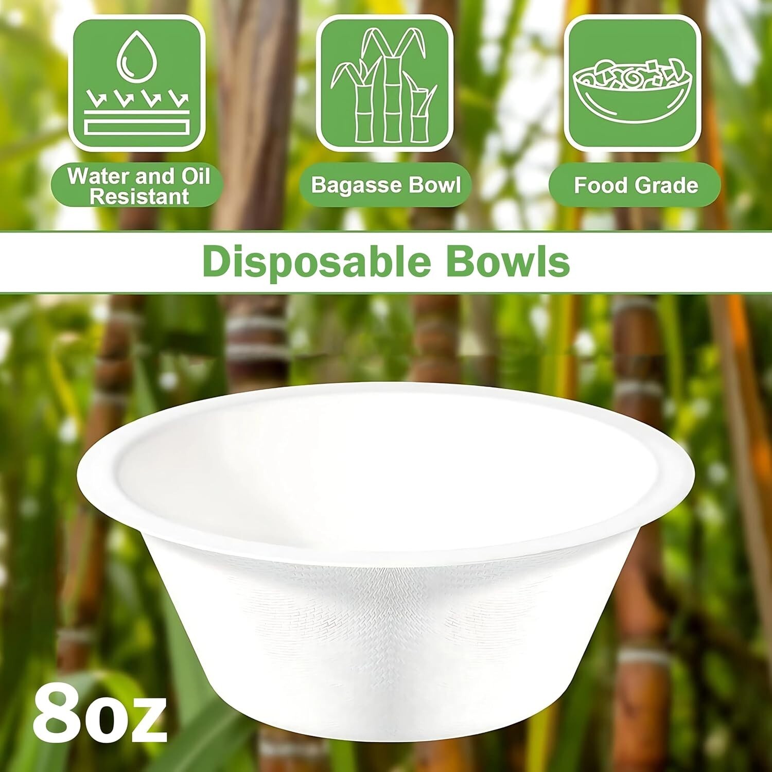 Disposable Compostable Paper Bowls Microwave Safe Bagasse Bowls 12oz,200CT - FPN