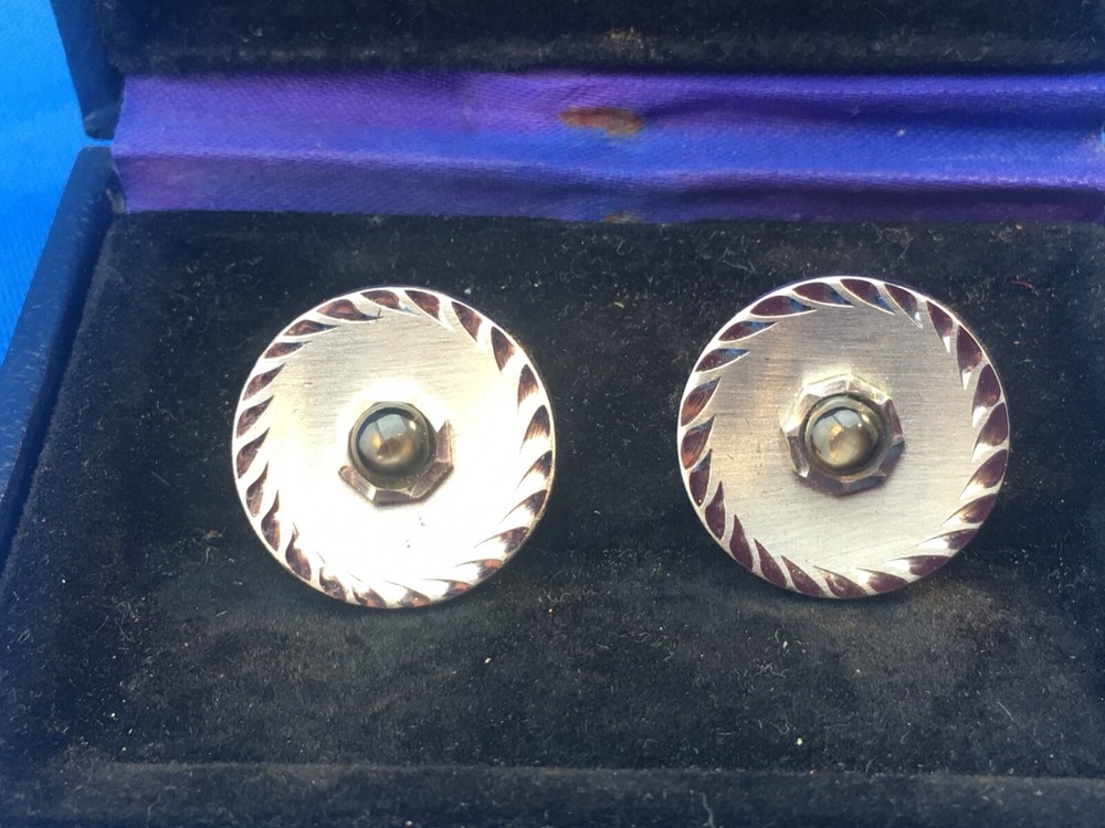 Vintage Sterling Silver Mid Century Modern Cufflinks