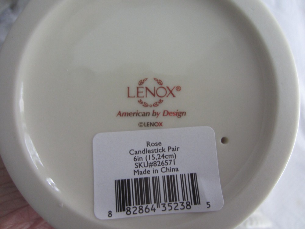 Lenox 6 Inch Rose Candlestick Pair Set