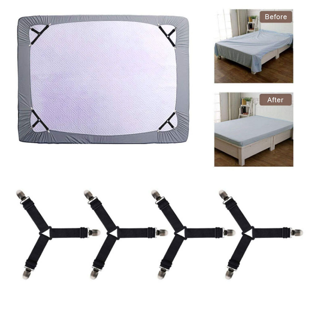 4x Four-corner Adjustable Elastic Fixing Clips Tablecloth Fixed Bed Sheet Clips