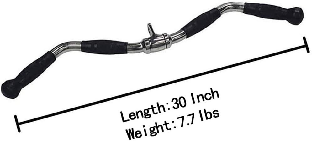 Lat Bar Cable Machine Attachment, Curl Pulldown Bar with Full Rotation and Rubbe