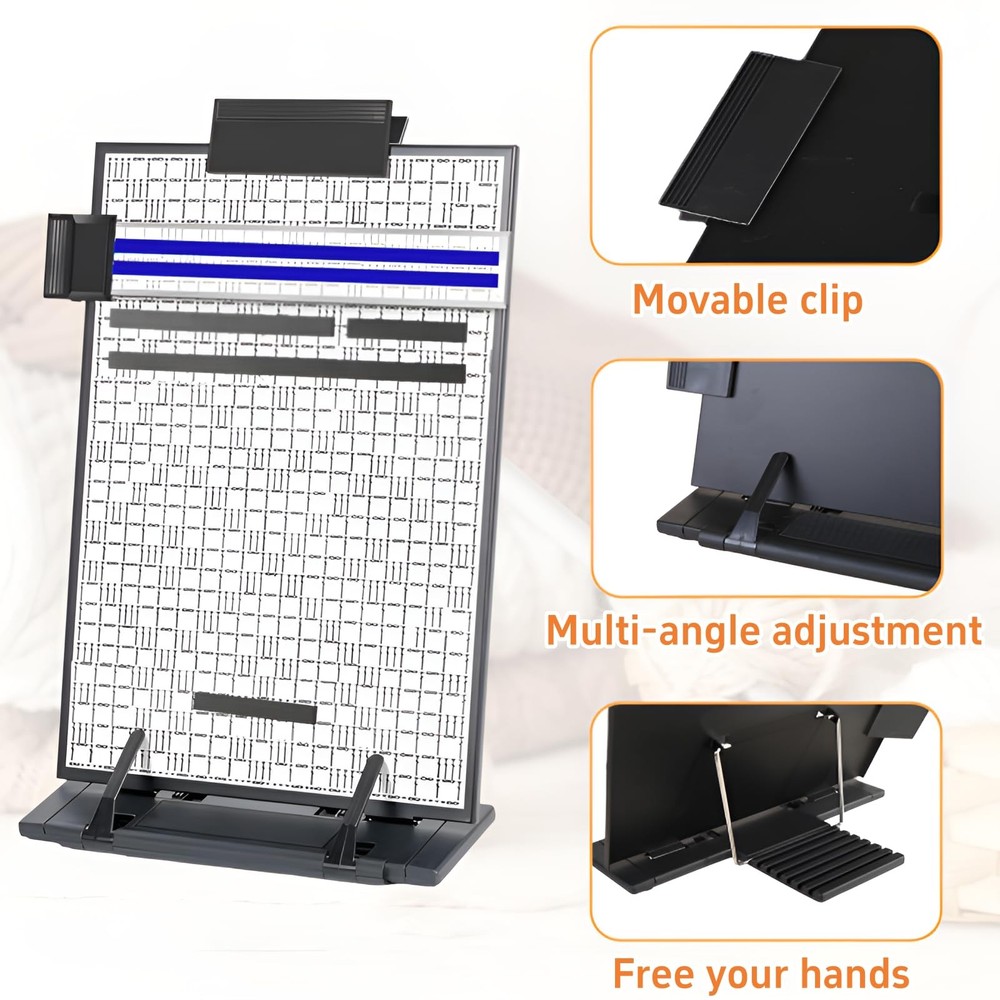 Knitting Pattern Holder with 4 Replacement Black 12.2" L x 9.21" W, multiple