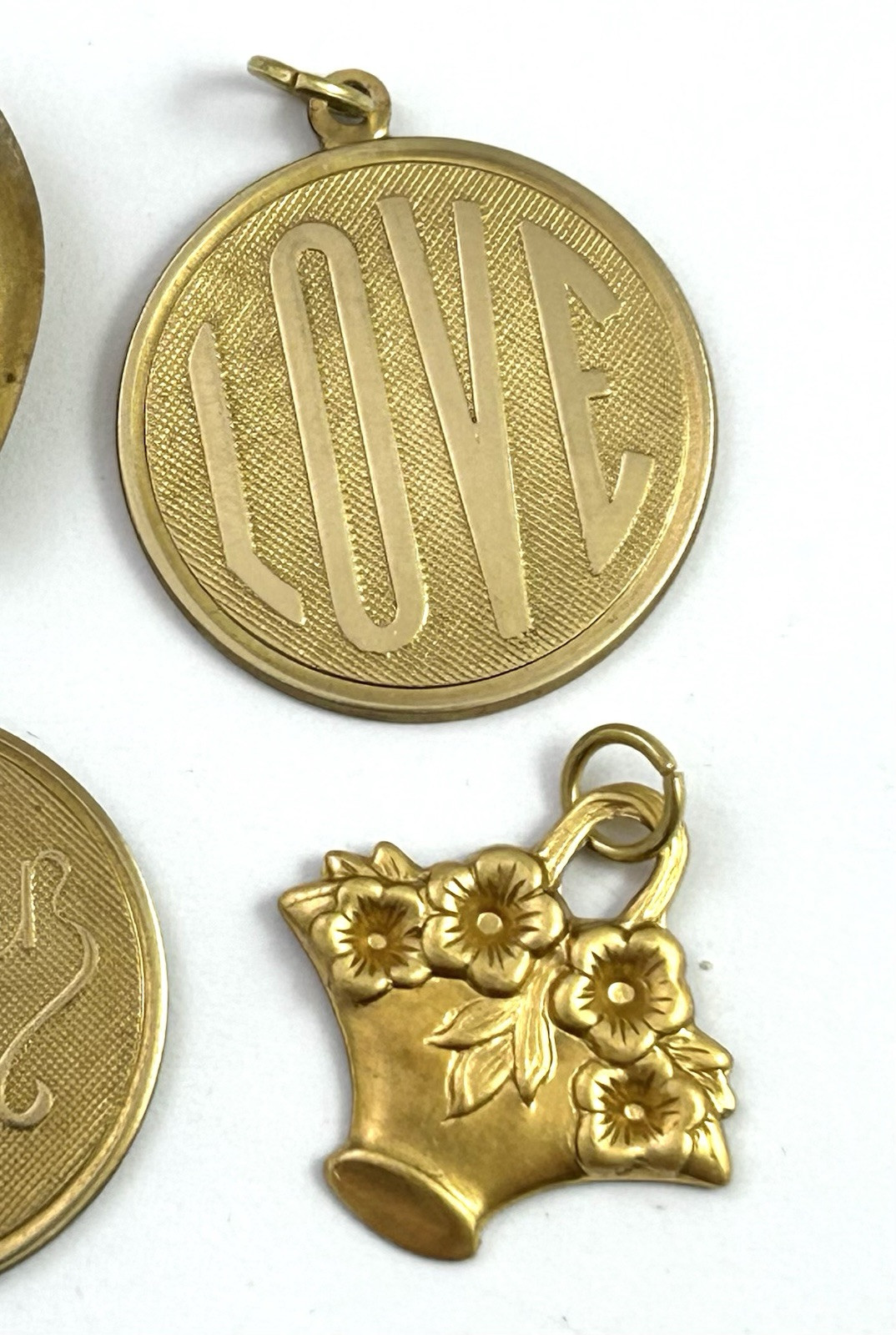 Vintage Charm Lot MOTHER LOVE Vintage Jewelry Brass Pendant AS IS TARNISHED