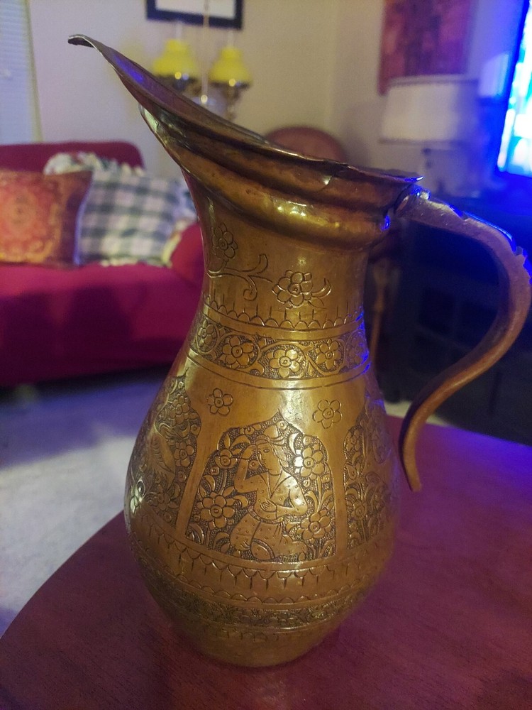 Vintage Antique Middle Eastern Copper Water Pitcher