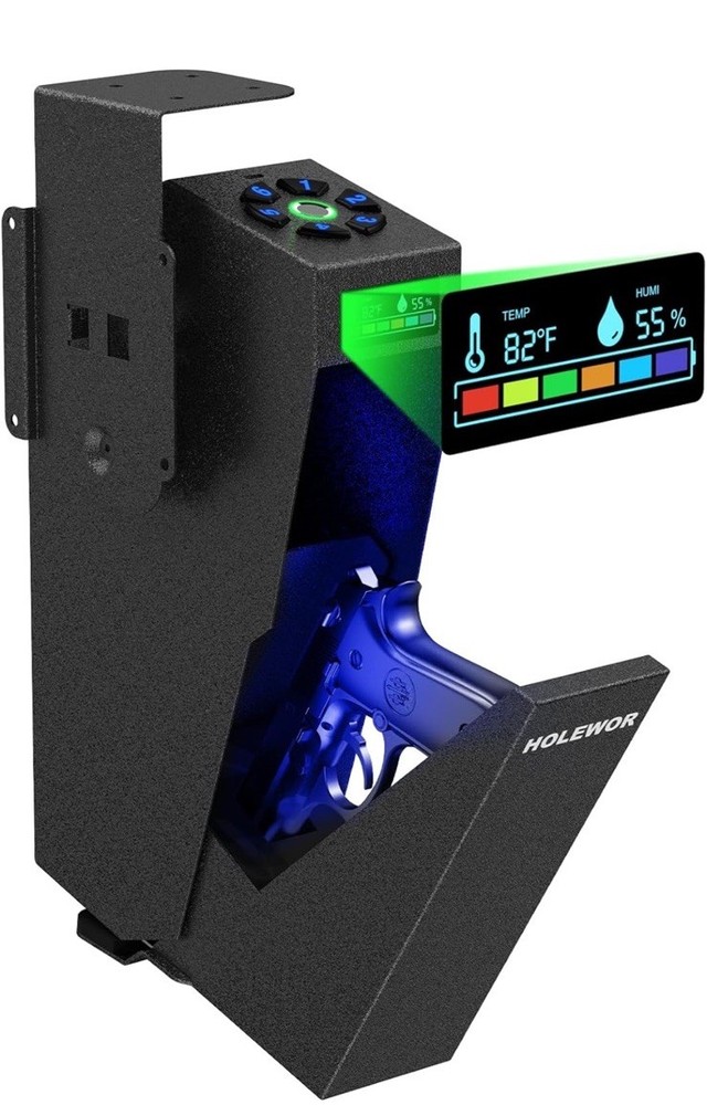 HOLEWAR Biometric Drop Down Handgun Pistol Safe, Fingerprint Quick Access