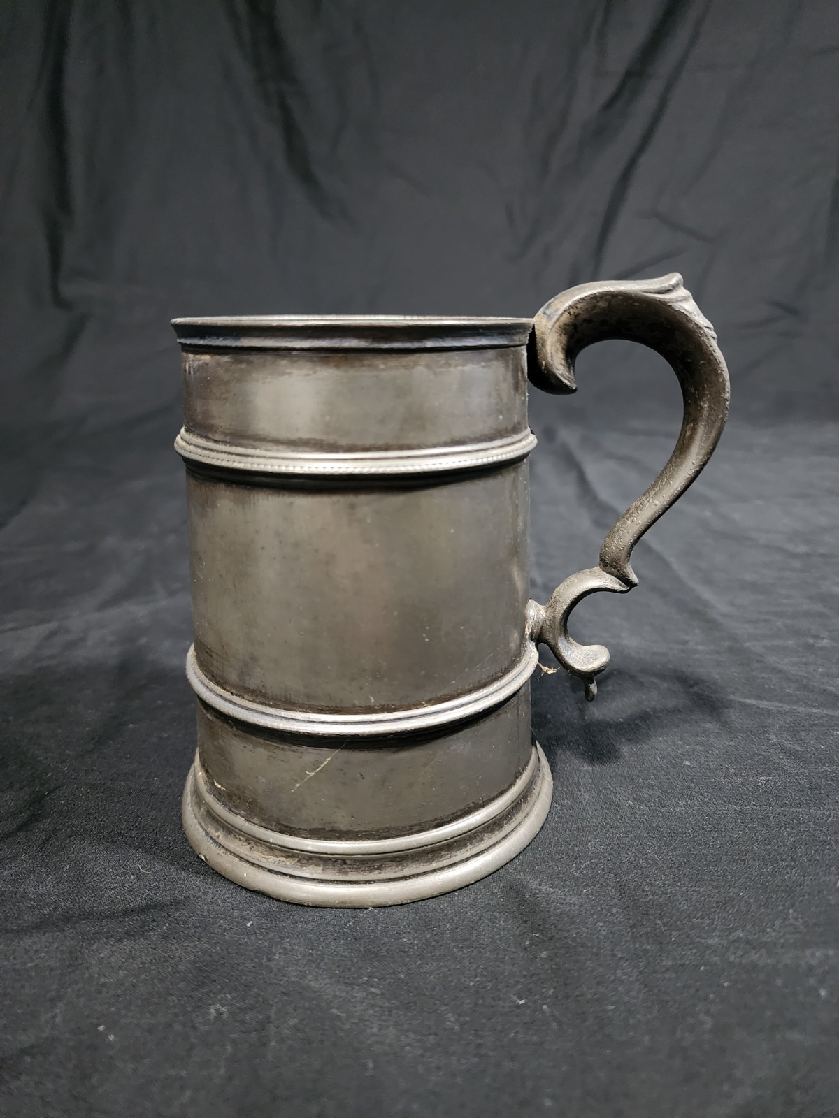 Pewter Mug with Glass Bottom 0.5 Liter Used Beer Stein
